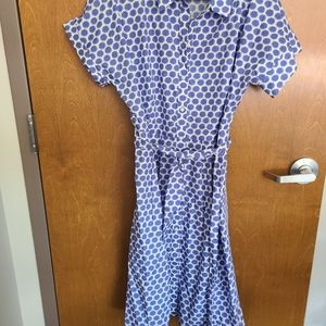 Talbots Dolman Sleeve Blue Shirt Dress 16